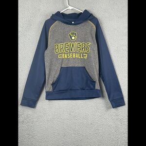 Milwaukee Brewers Sweatshirt Mens S Blue Gray Glove MLB Baseball Logo Stitch